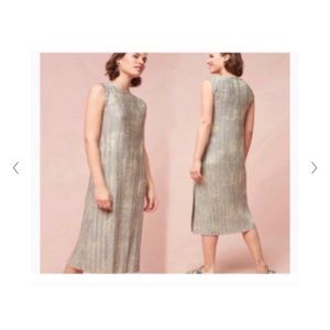 Anthro Akemi and Kin midi gold silver dress